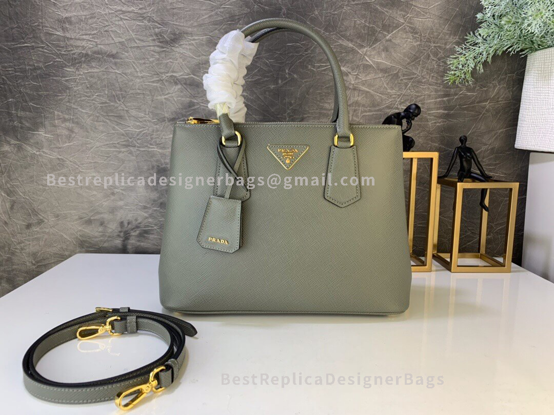Prada Galleria Khaki Medium Handbag GHW 232